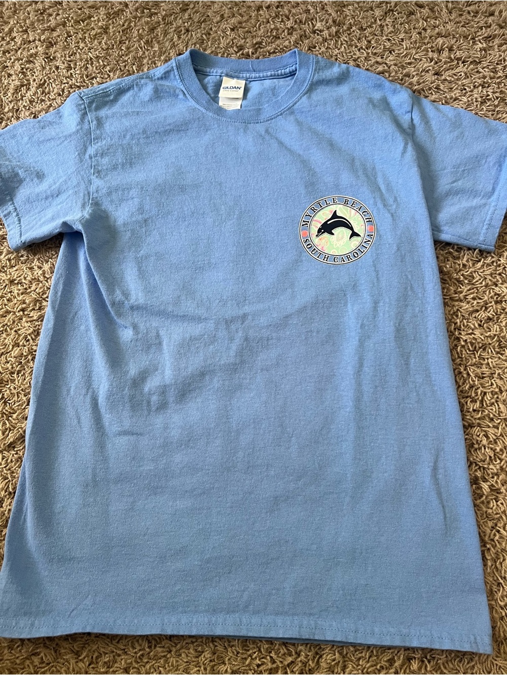 New Gildan Ultra Cotton Myrtle Beach SC Dolphin Graphic T-Shirt Blue Adult S